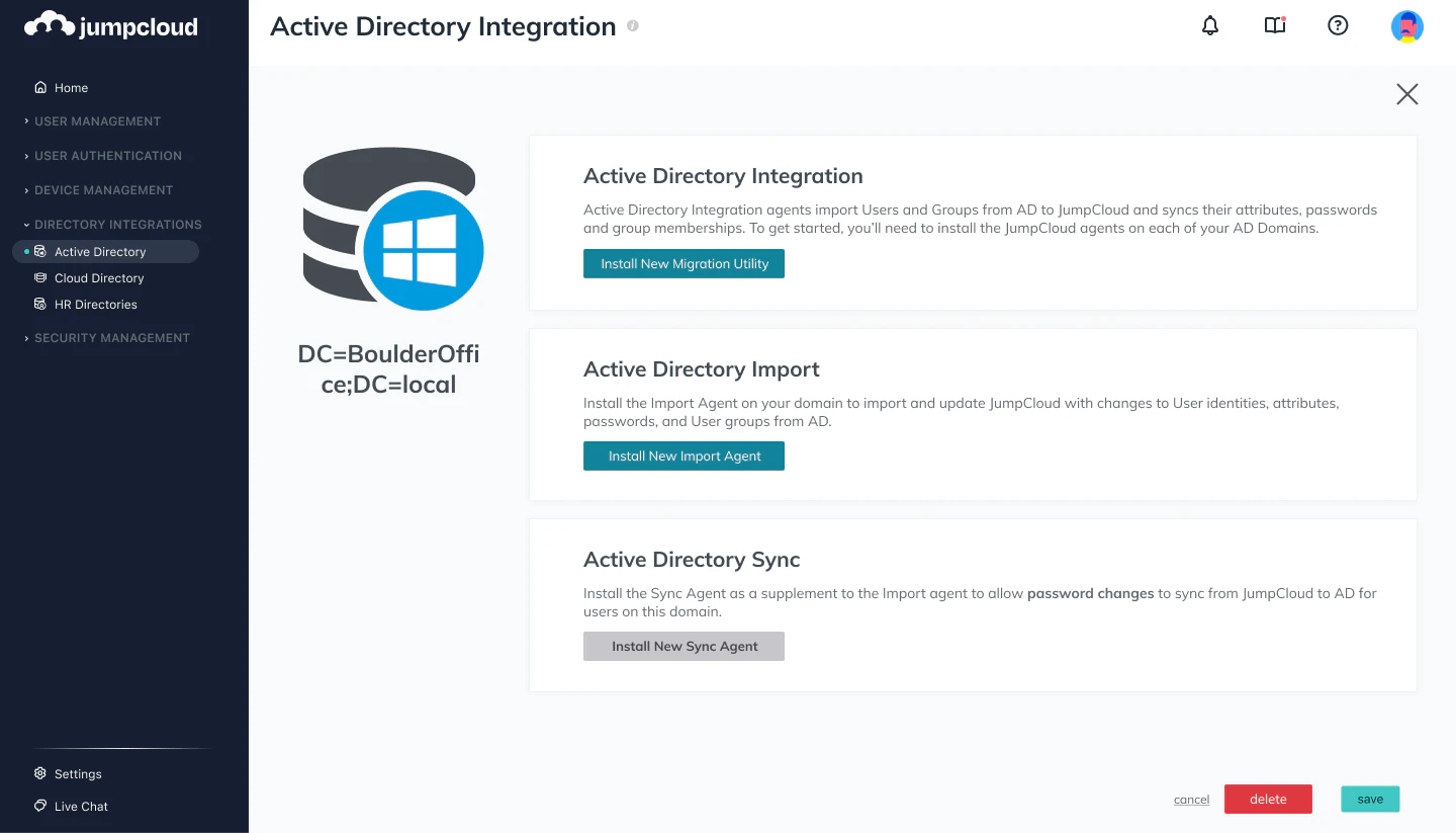 screenshot of JumpCloud Directory Platform